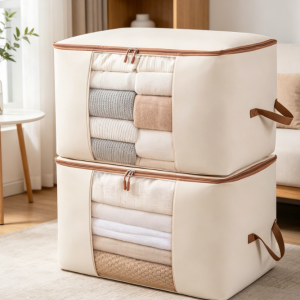 Canvas Quilt Storage Bag With Window (Moth-Proof)