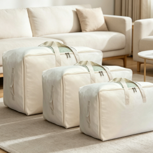 Cotton-Linen Storage Bag With Zipper And Window