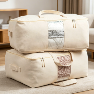Thickened Canvas Storage Bag With Clear Viewing Window