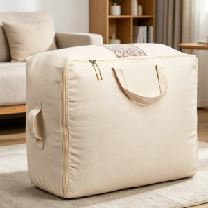 Thickened Canvas Pillow Storage Bag (Large, With Viewing Window)
