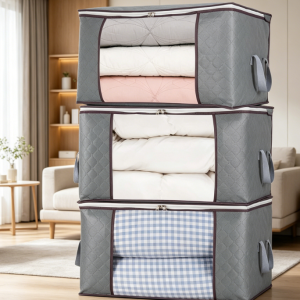 Set Of 3 Quilt Storage Bags With Windows And Handles